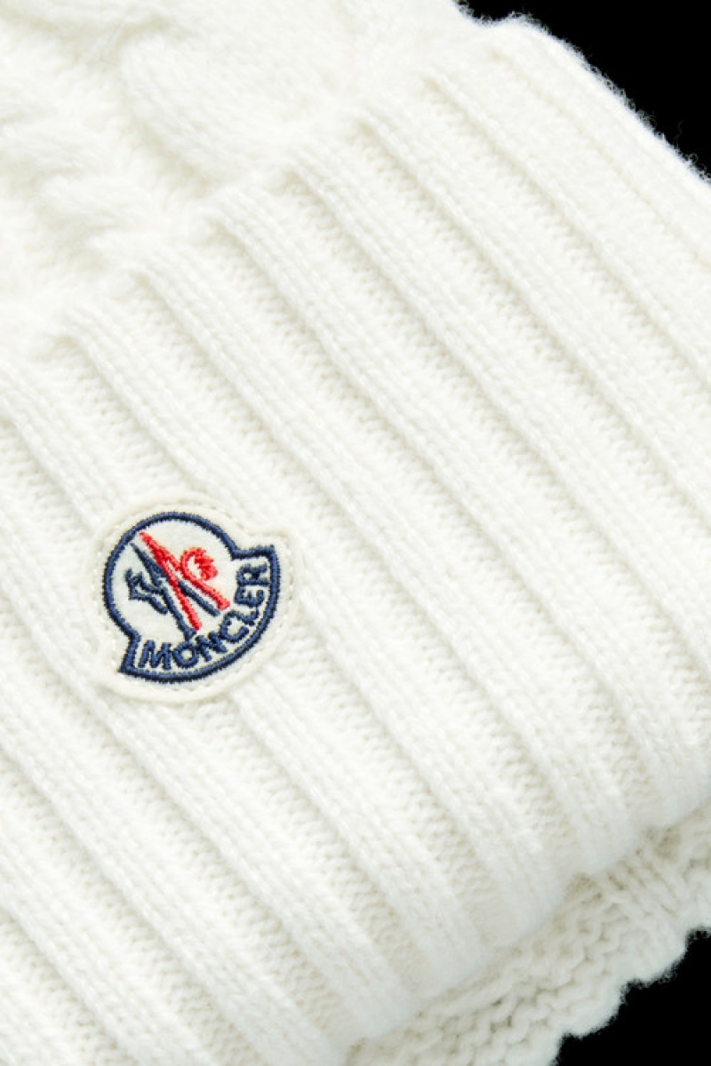 Gorro Moncler Beanie With Pom Pom Mujer Blancos | GUIM-51649