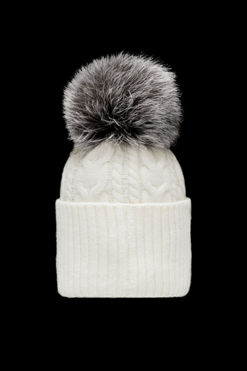 Gorro Moncler Beanie With Pom Pom Mujer Blancos | GUIM-51649