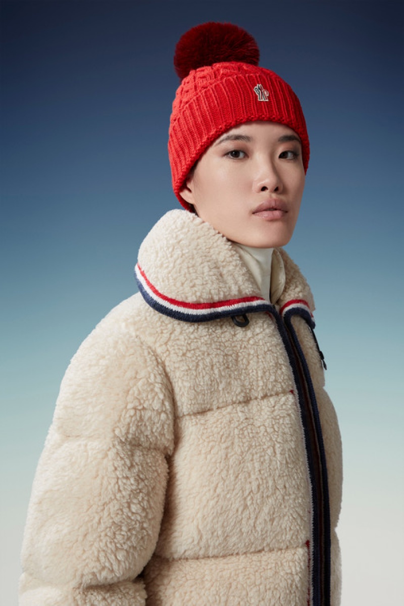 Gorro Moncler Lana Beanie With Pom Pom Mujer Rojos | PXYD-26953