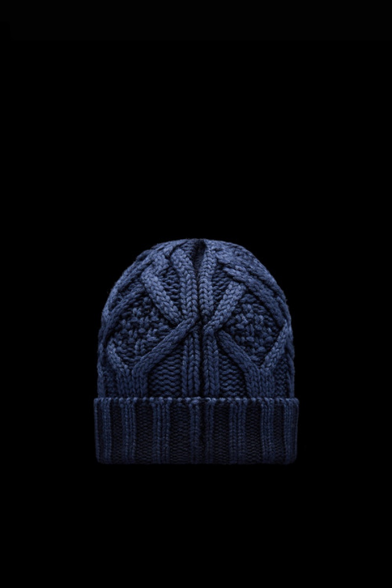 Gorro Moncler Lana Hombre Azul Marino Azules | NWJV-63824