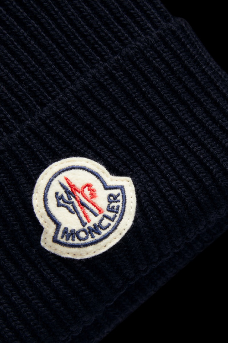 Gorro Moncler Lana Hombre Azul Marino Azules | OGKA-95863