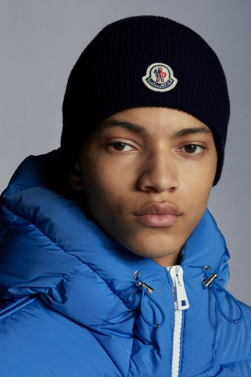 Gorro Moncler Lana Hombre Azul Marino Azules | OGKA-95863