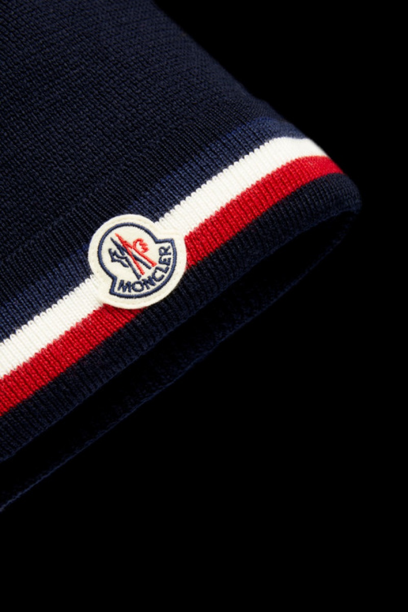 Gorro Moncler Tricolor Lana Hombre Azul Marino Azules | ECMT-91247