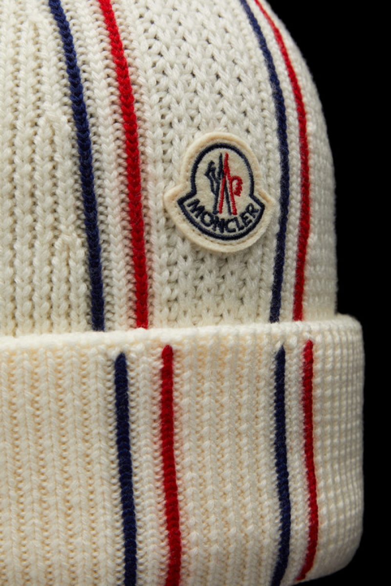 Gorro Moncler Tricolor Lana Hombre Blancos | RNZF-10765