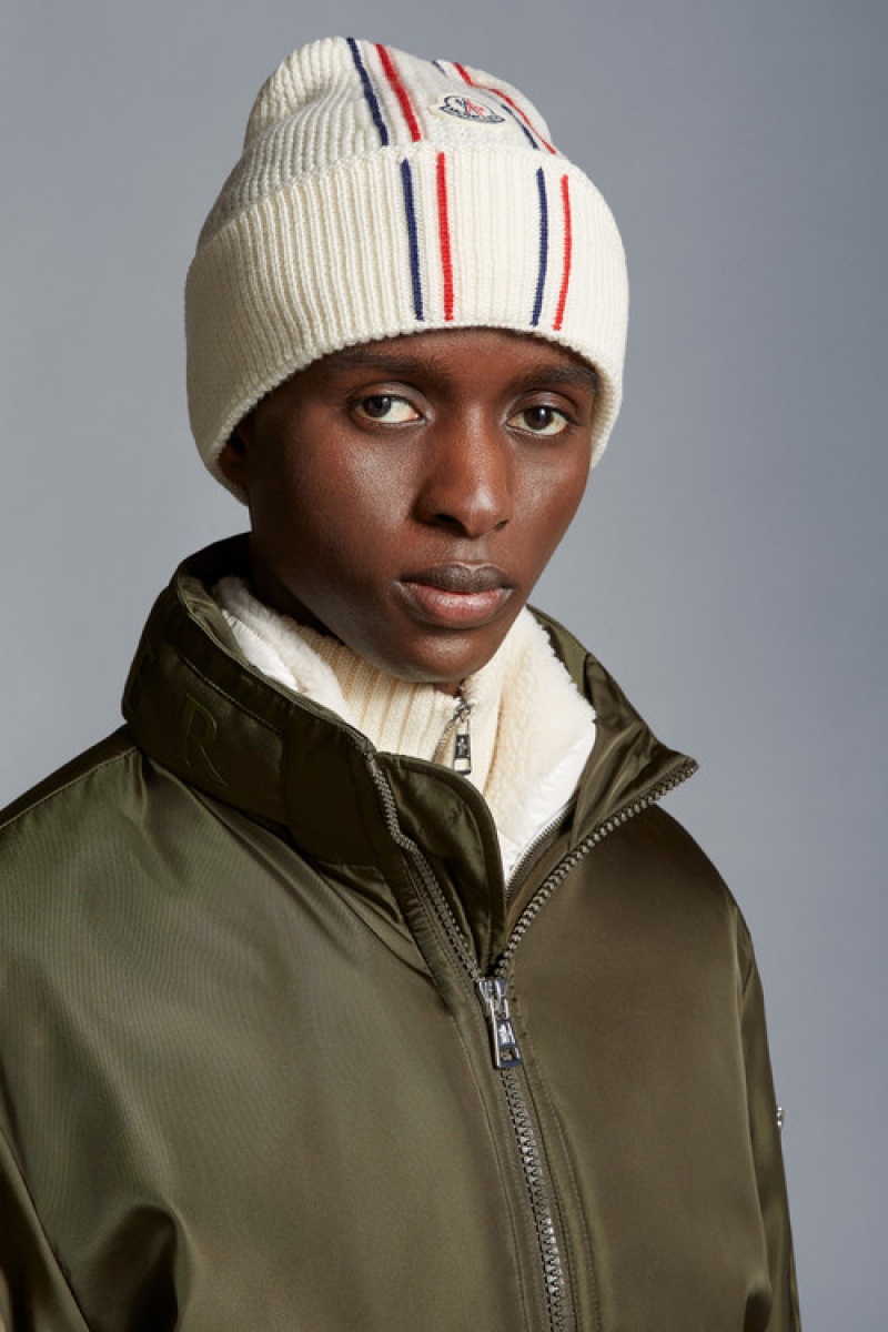 Gorro Moncler Tricolor Lana Hombre Blancos | RNZF-10765