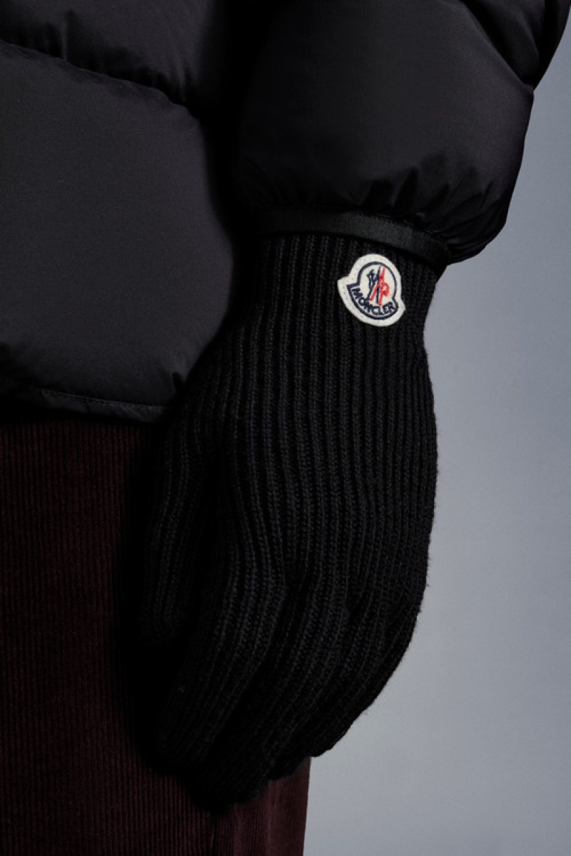 Guantes Moncler Lana Hombre Negros | FKBQ-16789