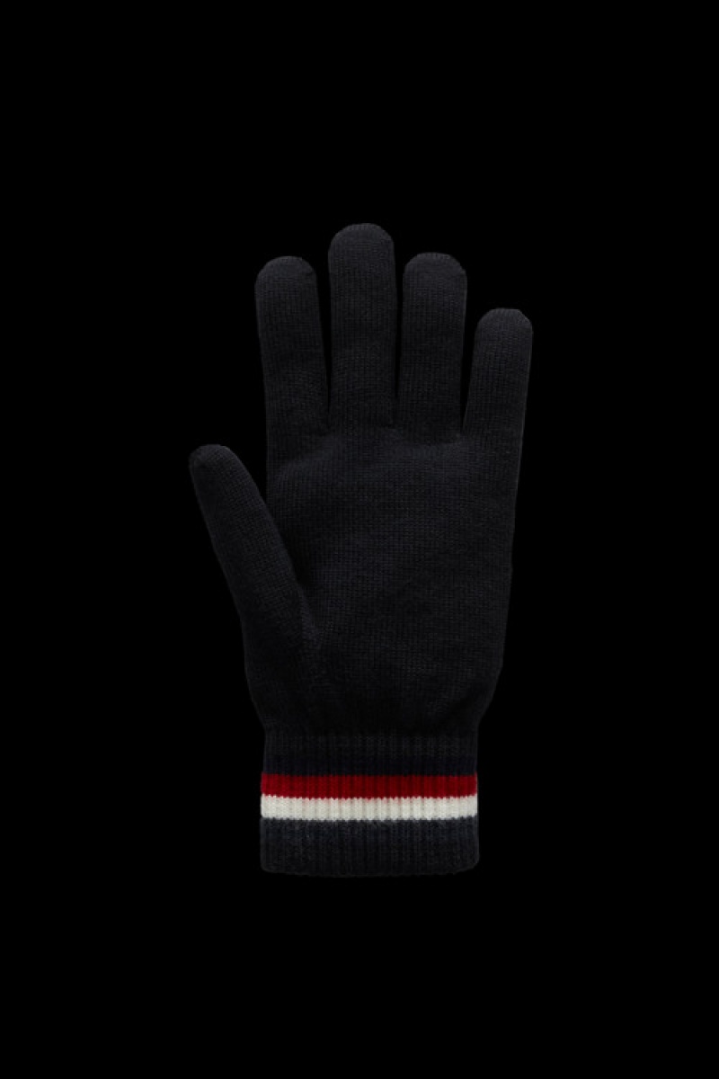 Guantes Moncler Tricolor Lana Hombre Negros | TQAO-92731