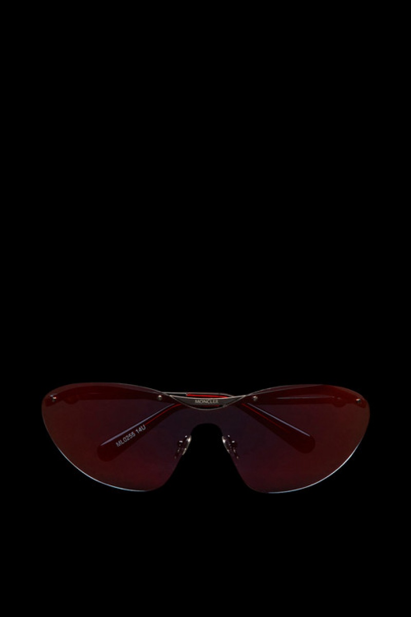 Lentes de Sol Moncler Carrion Shield Mujer Vino Negros | GHQW-27156