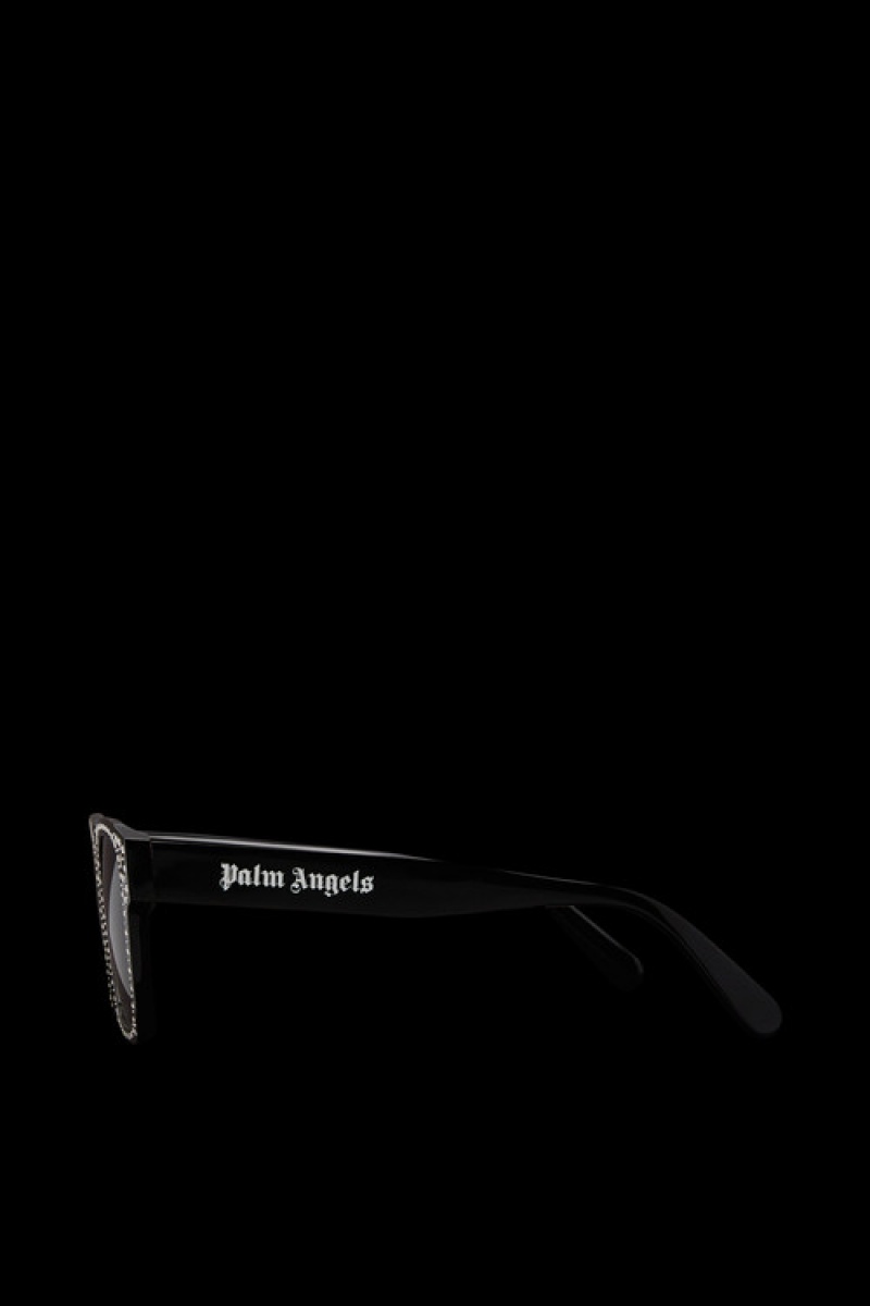 Lentes de Sol Moncler Crystal-encrusted Squared Mujer Negros Grises Oscuro | BNEL-16073