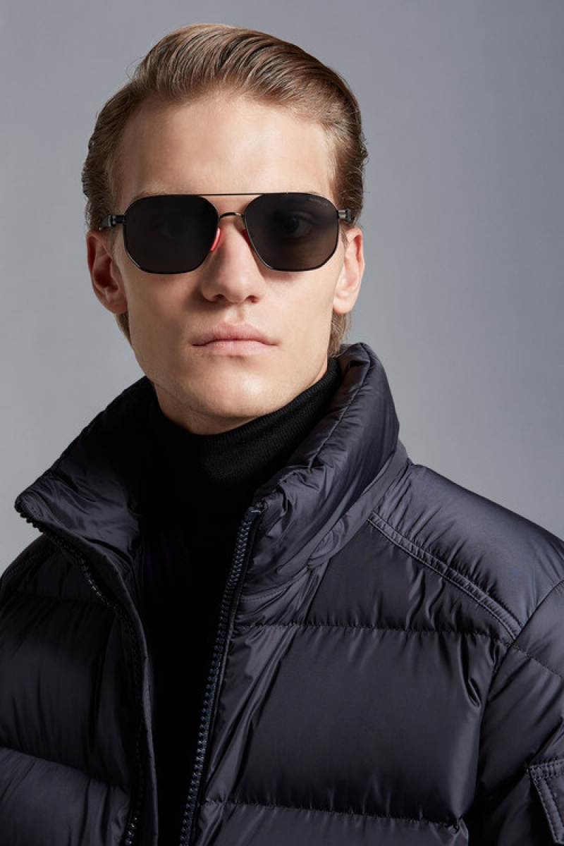 Lentes de Sol Moncler Flaperon Navigator Hombre Grises Oscuro Grises Oscuro | XEKM-49268