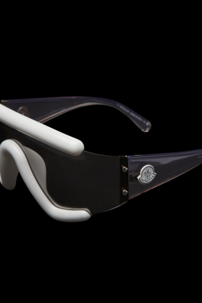 Lentes de Sol Moncler Lancer Shield Hombre Blancos Grises | GIYO-03679