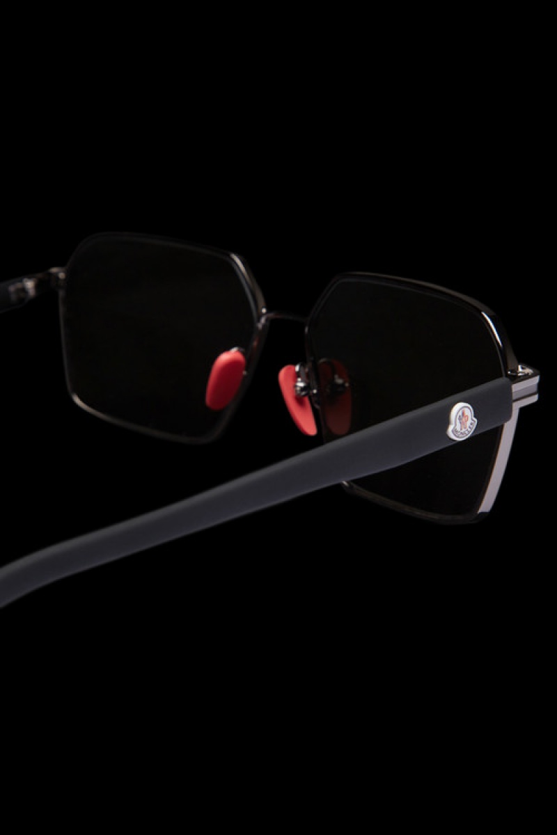 Lentes de Sol Moncler Montage Rectangular Hombre Negros Rojos Claro | WAKD-73804