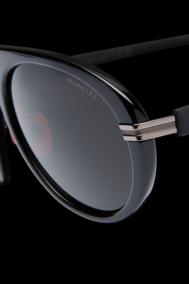 Lentes de Sol Moncler Navigaze Pilot Hombre Negros Grises Oscuro | NZKH-51739