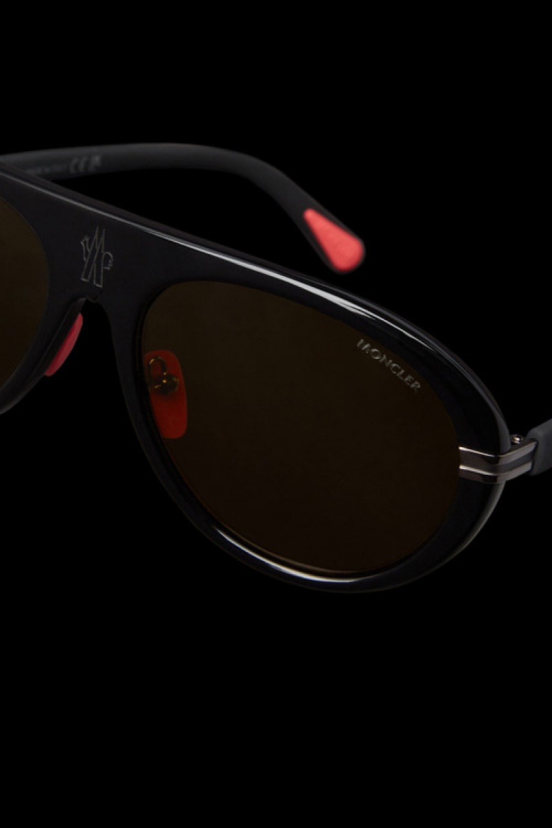 Lentes de Sol Moncler Navigaze Pilot Hombre Negros Marrom | OKTQ-90654