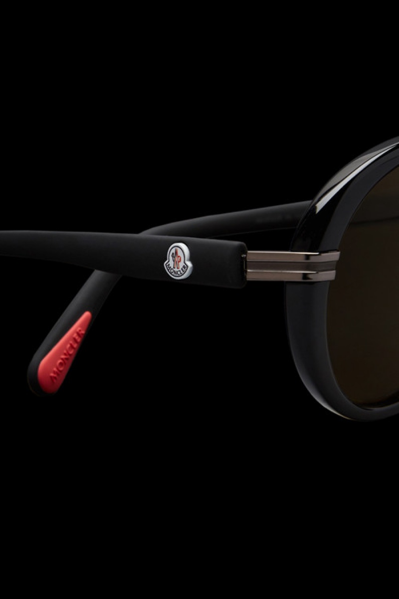 Lentes de Sol Moncler Navigaze Pilot Hombre Negros Marrom | OKTQ-90654