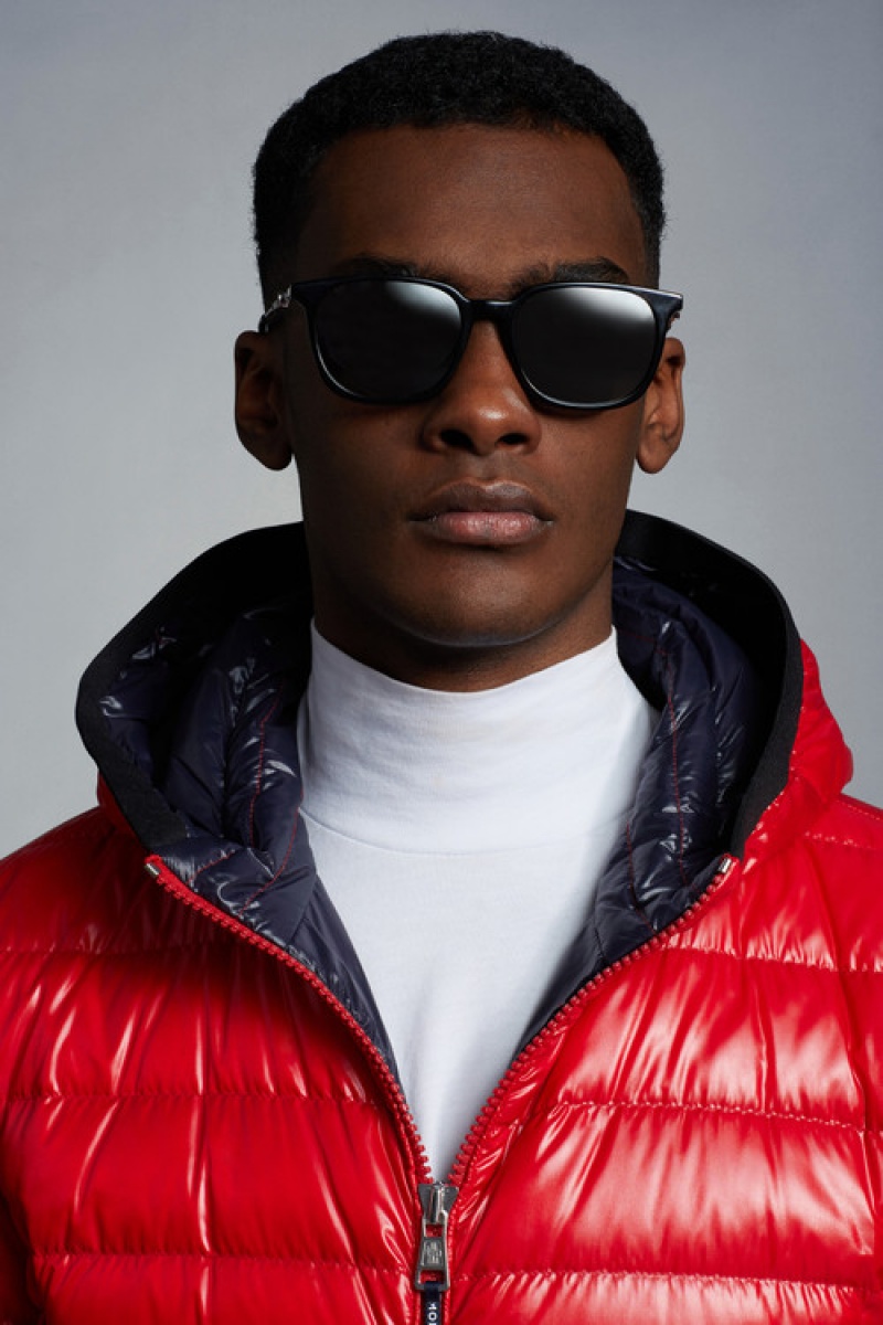 Lentes de Sol Moncler Rectangular Hombre Negros | OHXM-29543