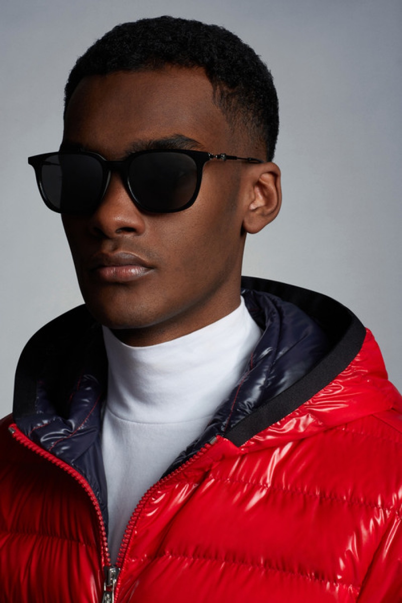 Lentes de Sol Moncler Rectangular Hombre Negros | OHXM-29543