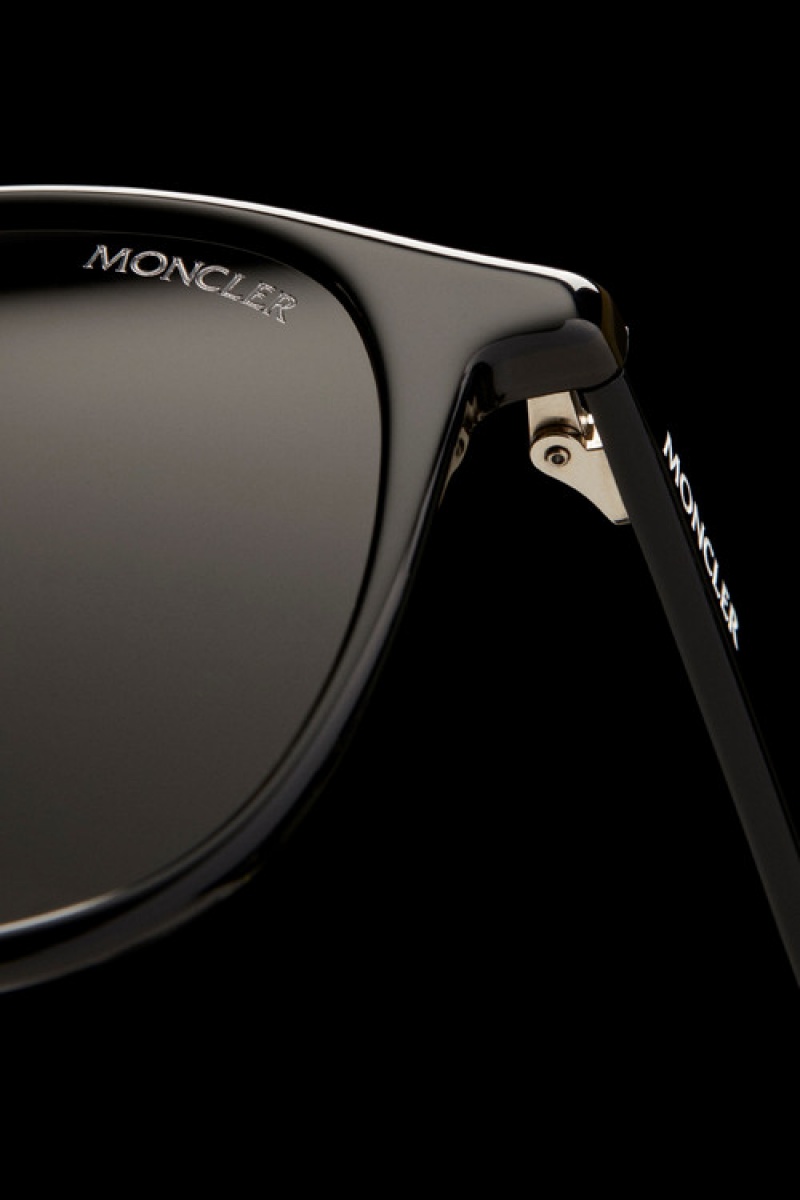 Lentes de Sol Moncler Rounded Hombre Negros | HKJV-19054