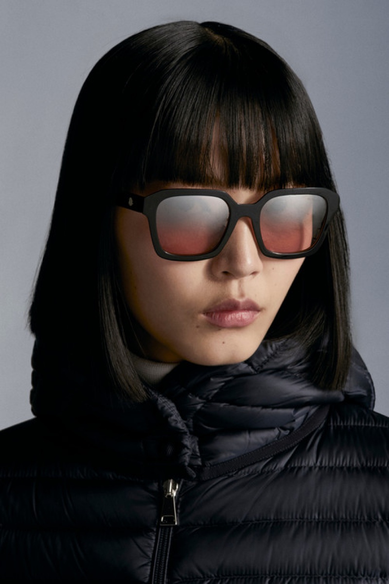 Lentes de Sol Moncler Squared Mujer Negros | ZTDN-62349