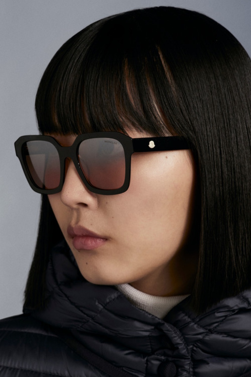 Lentes de Sol Moncler Squared Mujer Negros | ZTDN-62349