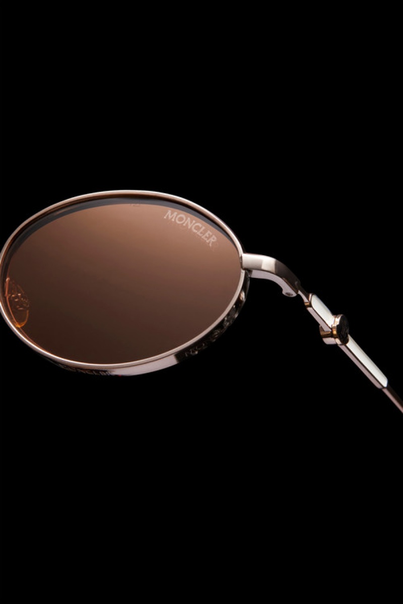 Lentes de Sol Moncler Tatou Round Hombre Marrom | VHDU-53827