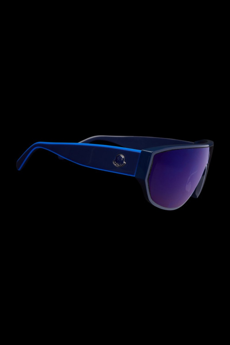 Lentes de Sol Moncler Tronn Shield Hombre Negros Azules | SEUW-49817