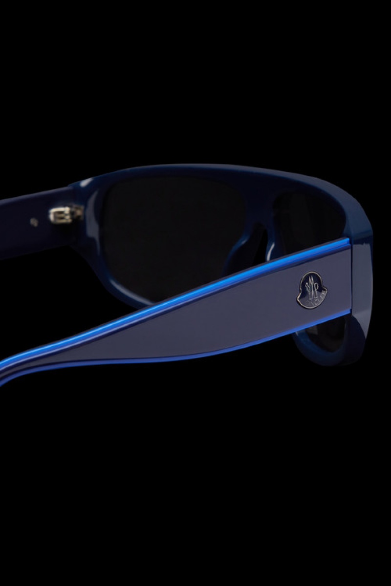 Lentes de Sol Moncler Tronn Shield Mujer Negros Azules | ECAH-98512