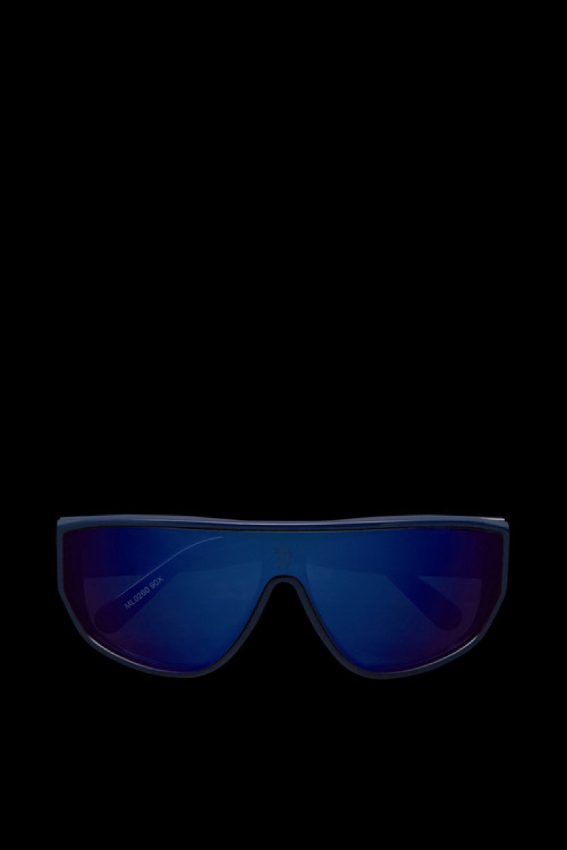 Lentes de Sol Moncler Tronn Shield Mujer Negros Azules | ECAH-98512