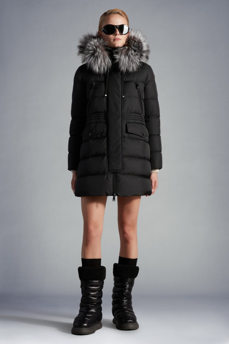 Chaquetas Largas De Plumas Moncler Aphroti Mujer Negros | GKYV-38406