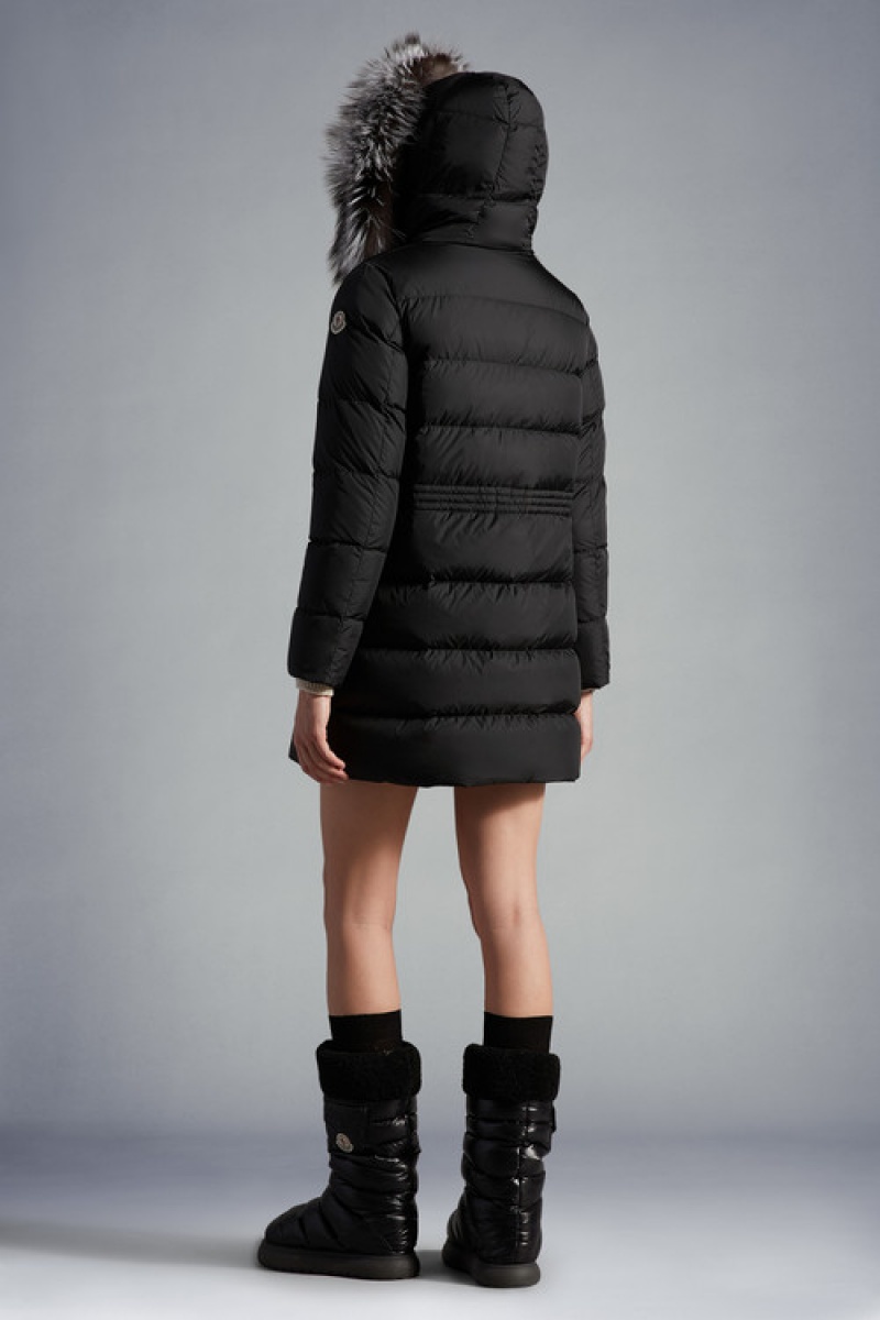 Chaquetas Largas De Plumas Moncler Aphroti Mujer Negros | GKYV-38406