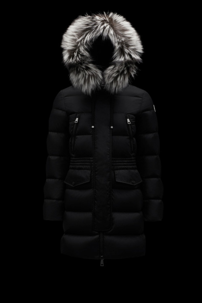 Chaquetas Largas De Plumas Moncler Aphroti Mujer Negros | GKYV-38406