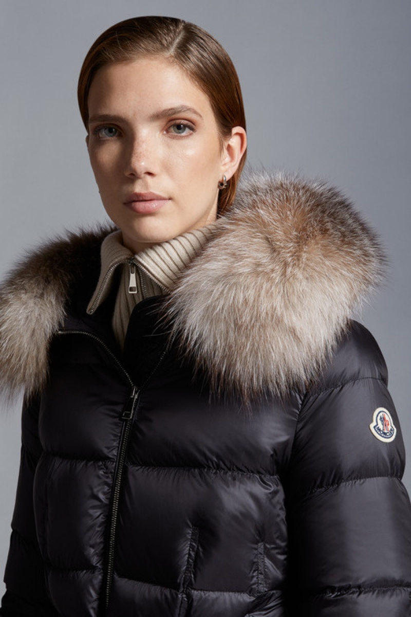 Chaquetas Largas De Plumas Moncler Boedic Mujer Negros | LBMI-79058