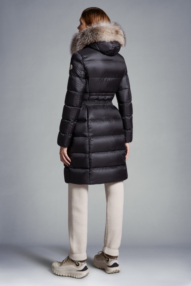 Chaquetas Largas De Plumas Moncler Boedic Mujer Negros | LBMI-79058