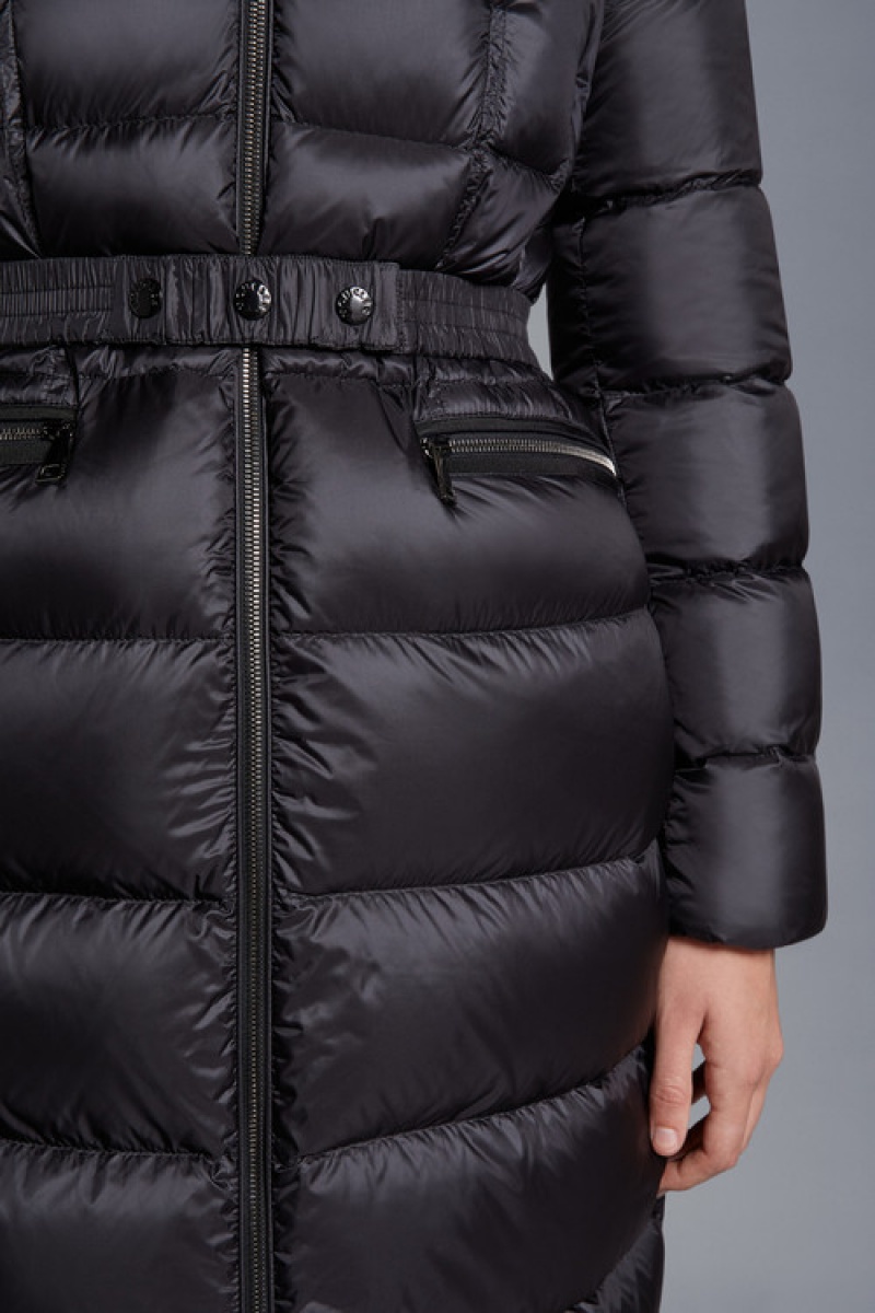 Chaquetas Largas De Plumas Moncler Boedic Mujer Negros | LBMI-79058