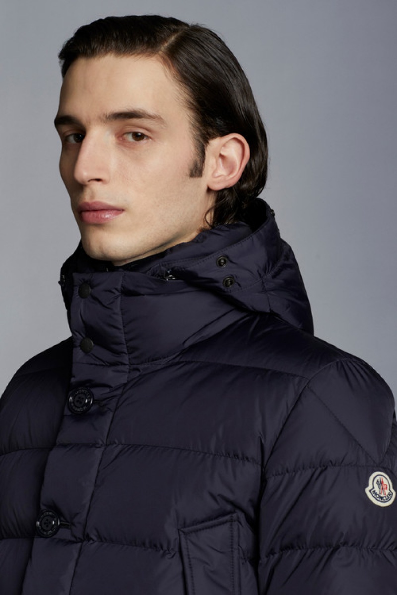 Chaquetas Largas De Plumas Moncler Cluny Hombre Azules | NHFI-72619