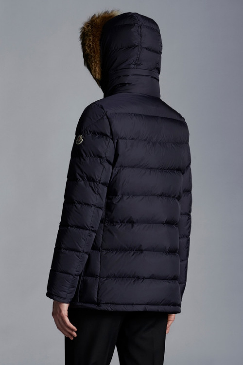 Chaquetas Largas De Plumas Moncler Cluny Hombre Azules | NHFI-72619