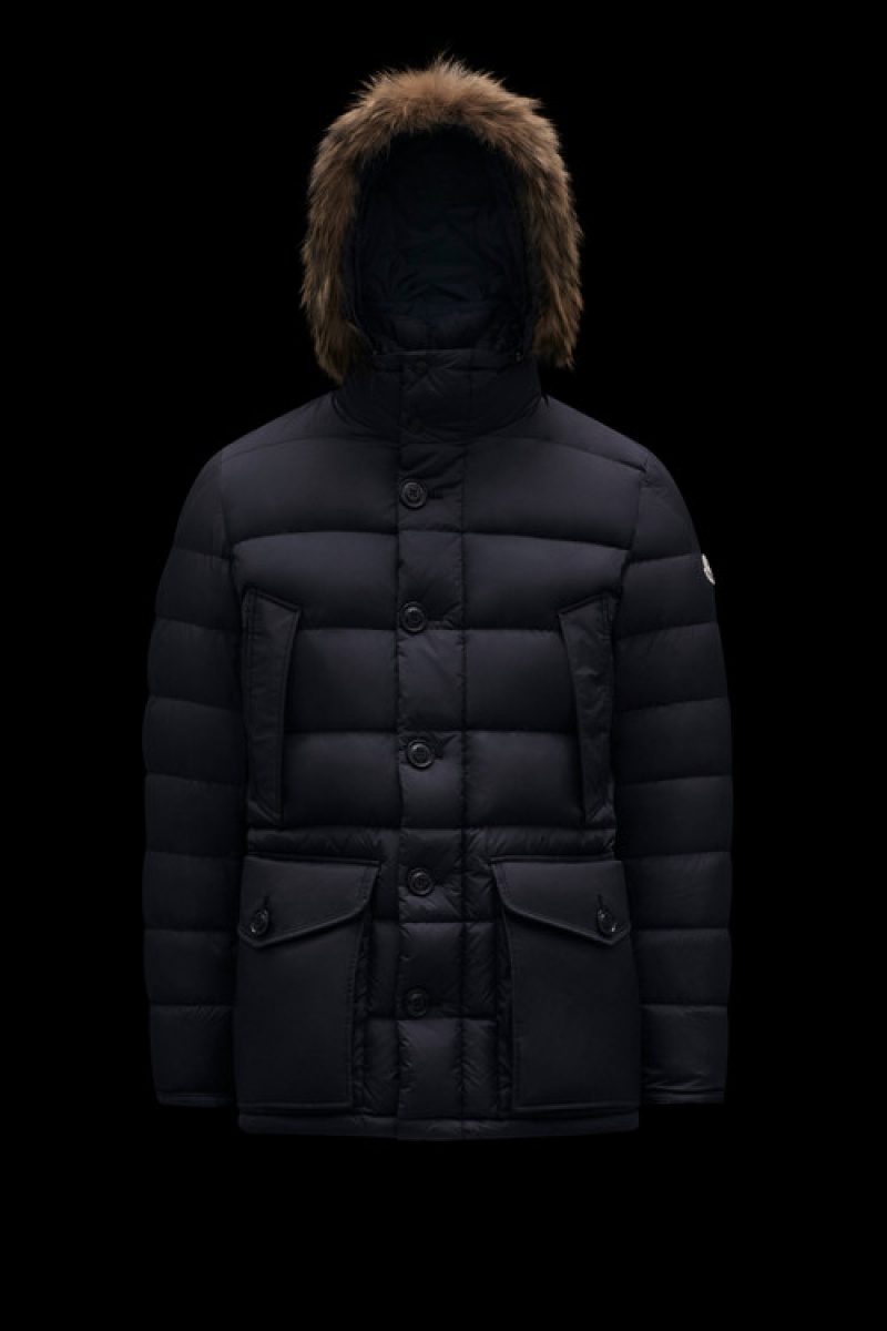 Chaquetas Largas De Plumas Moncler Cluny Hombre Azules | NHFI-72619