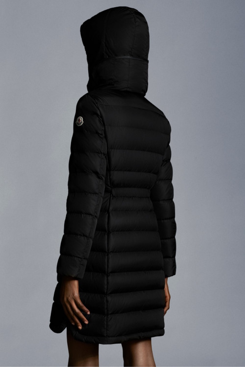 Chaquetas Largas De Plumas Moncler Flammette Mujer Negros | TFBA-73415