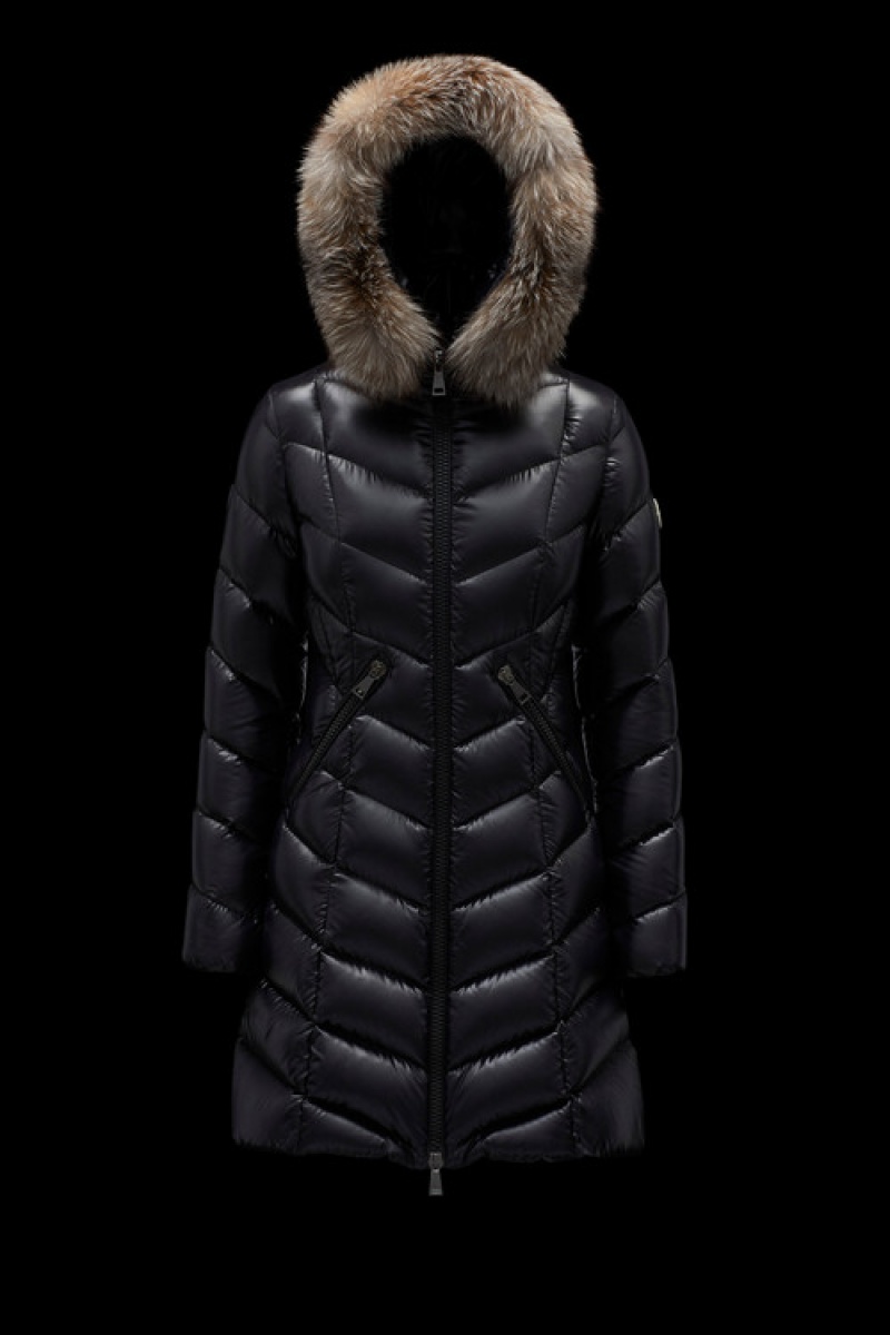 Chaquetas Largas De Plumas Moncler Fulmarus Mujer Negros | XABM-81370