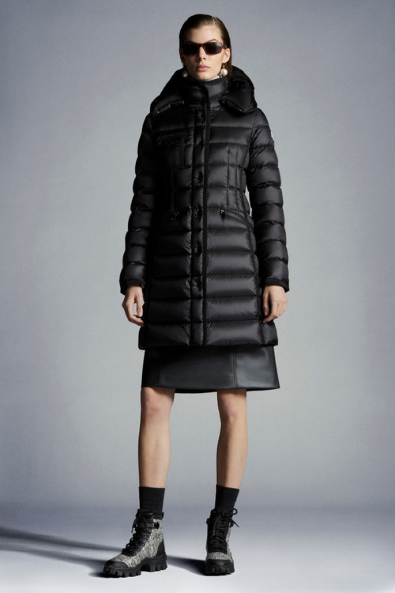 Chaquetas Largas De Plumas Moncler Hermine Mujer Negros | KJBI-82417