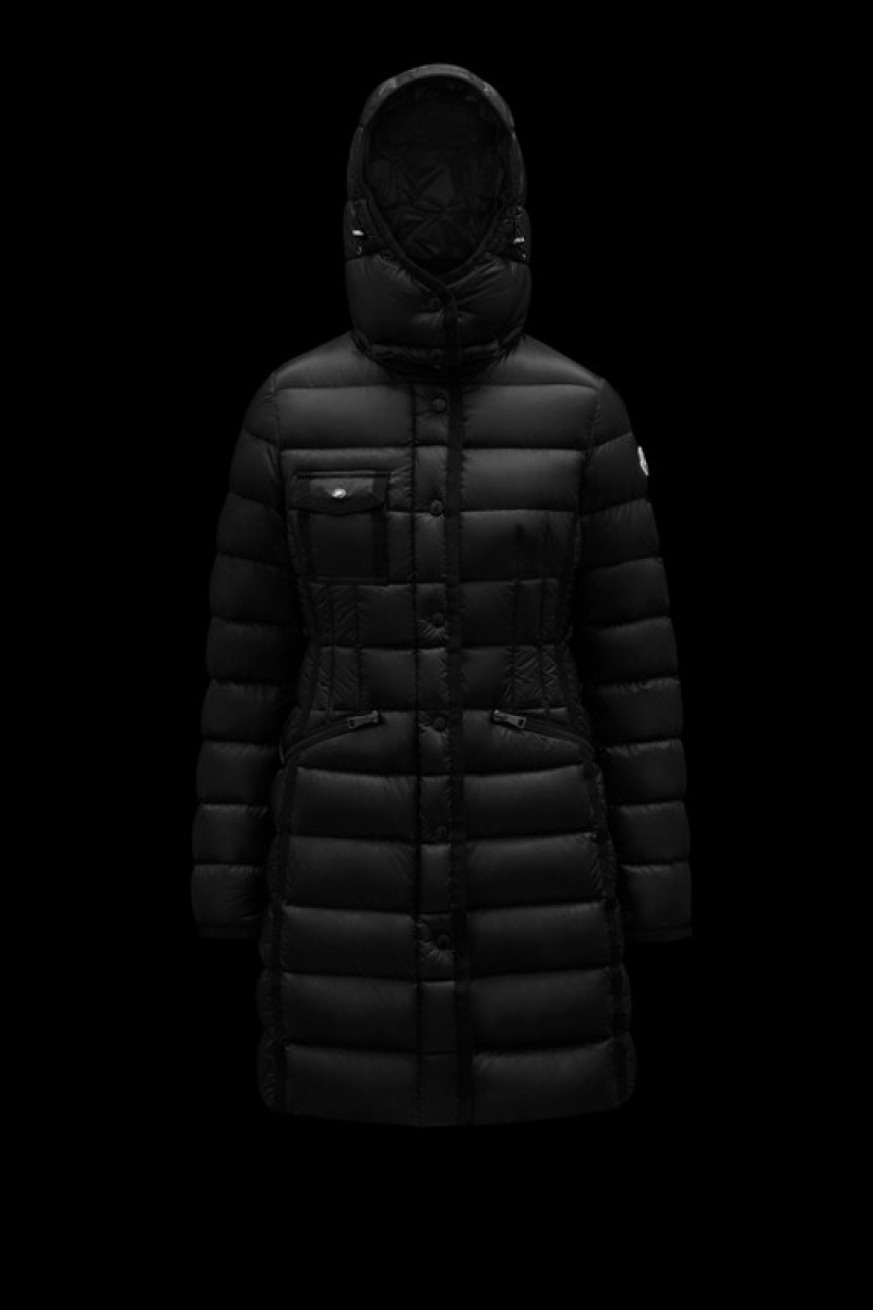 Chaquetas Largas De Plumas Moncler Hermine Mujer Negros | KJBI-82417