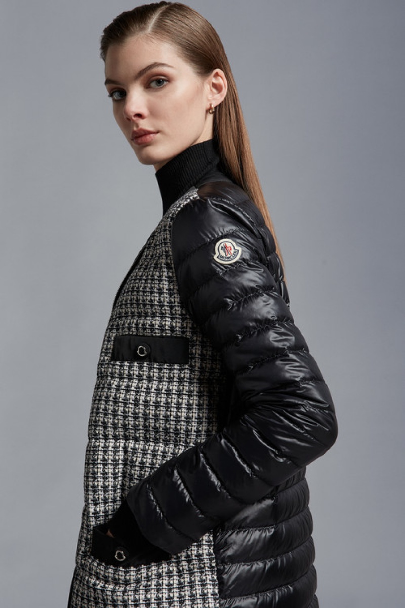 Chaquetas Largas De Plumas Moncler Maix Mujer Negros Blancos | CRKN-51326