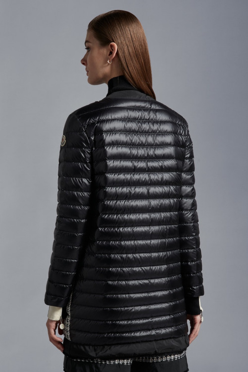 Chaquetas Largas De Plumas Moncler Maix Mujer Negros Blancos | CRKN-51326