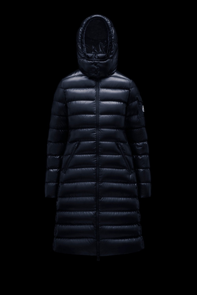 Chaquetas Largas De Plumas Moncler Moka Mujer Azules | DIKB-85129