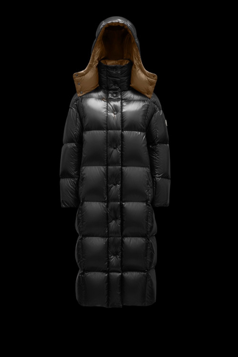 Chaquetas Largas De Plumas Moncler Parnaiba Mujer Negros | UVGF-53942