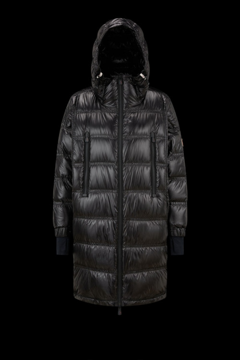 Chaquetas Largas De Plumas Moncler Rochelair Mujer Negros | HAUY-31295