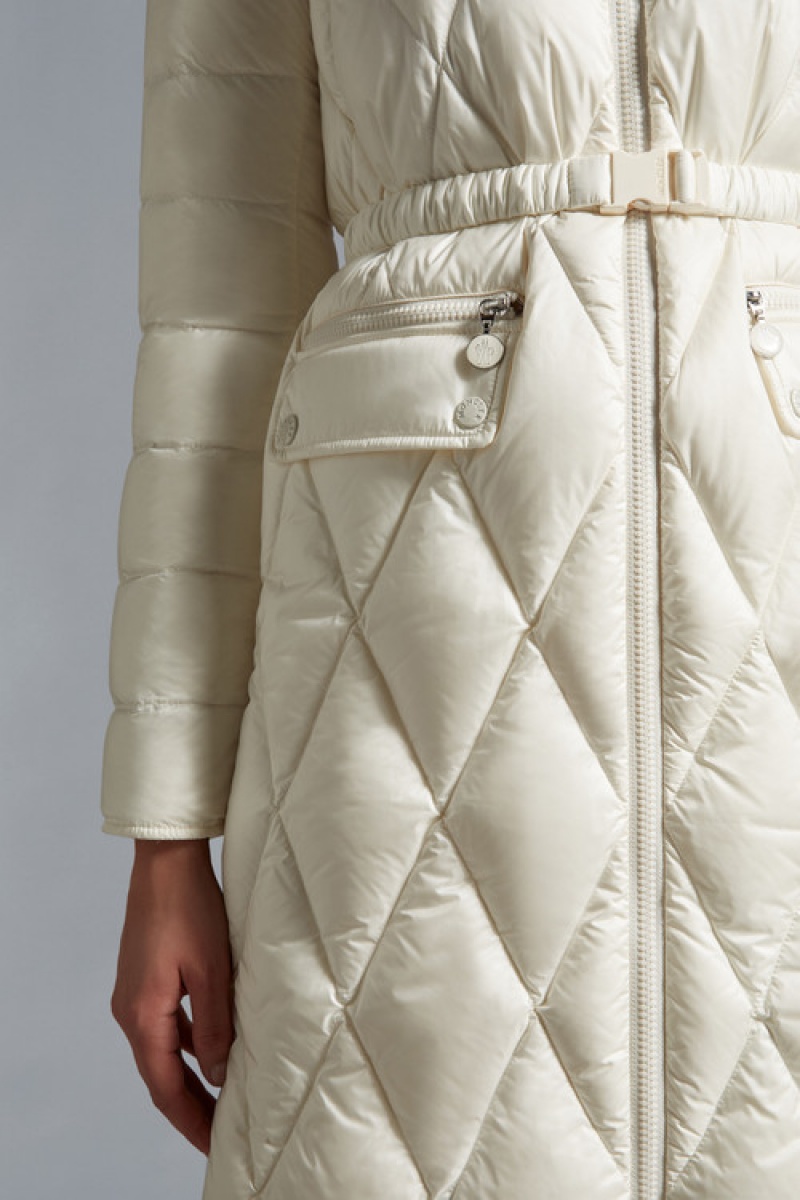 Chaquetas Largas De Plumas Moncler Serilong Mujer Blancos | TYPX-74326