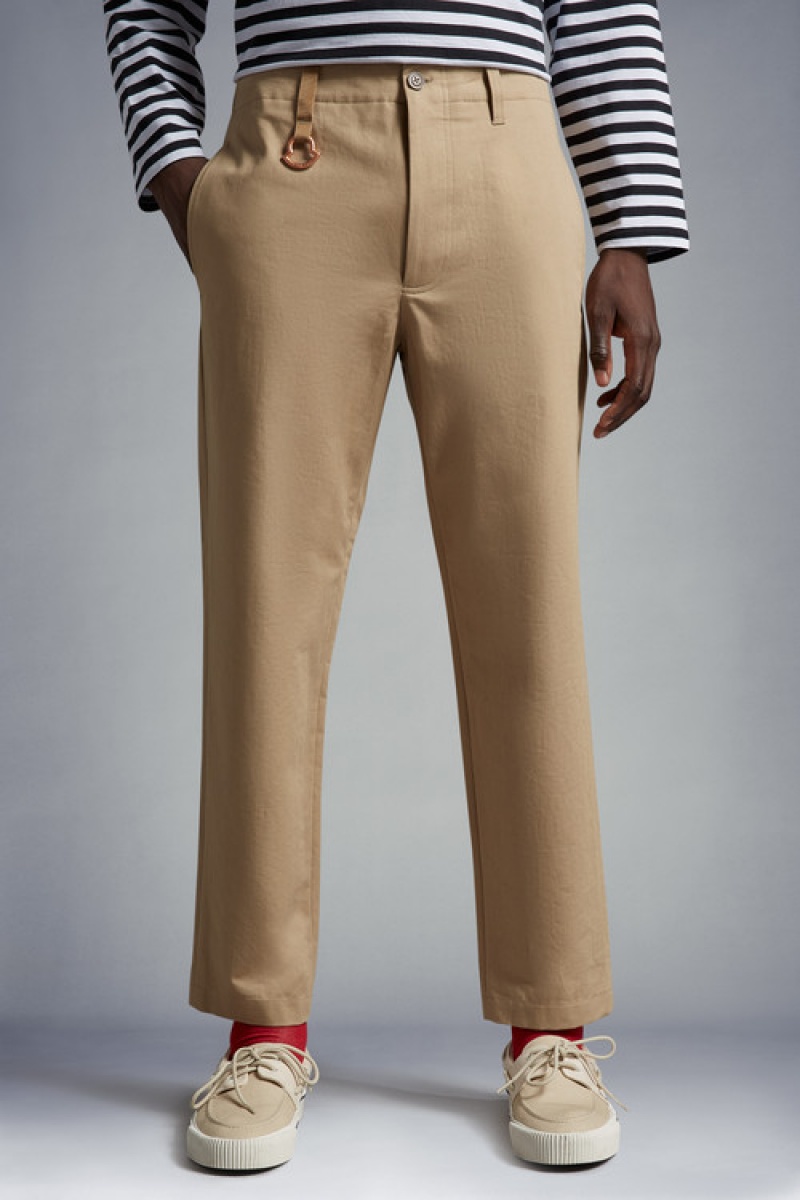 Pantalon Moncler Gabardine Hombre Marrom Beige | WPHZ-30476