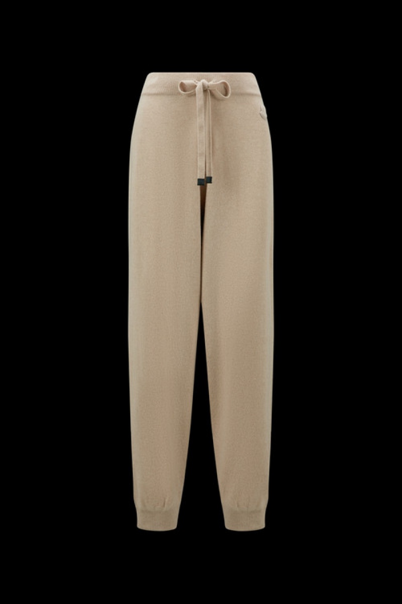 Pantalones Deportivos Moncler Cashmere Blend Mujer Marrom Beige | OEVM-35067