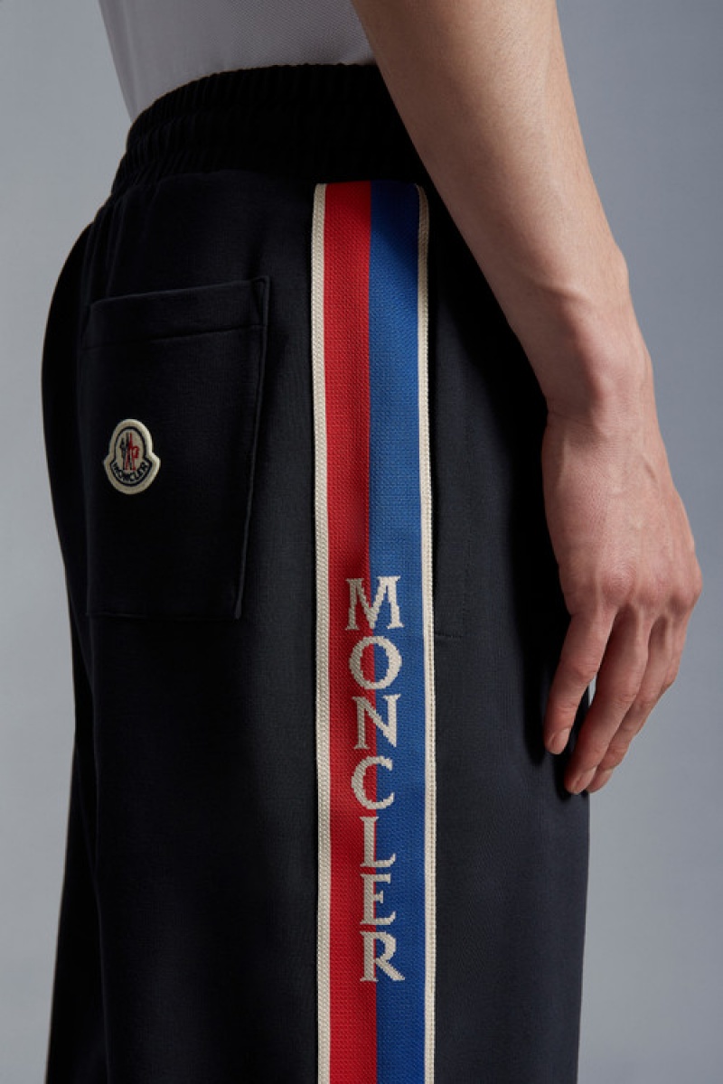 Pantalones Deportivos Moncler Logo Hombre Azul Marino Azules | JTRD-05973